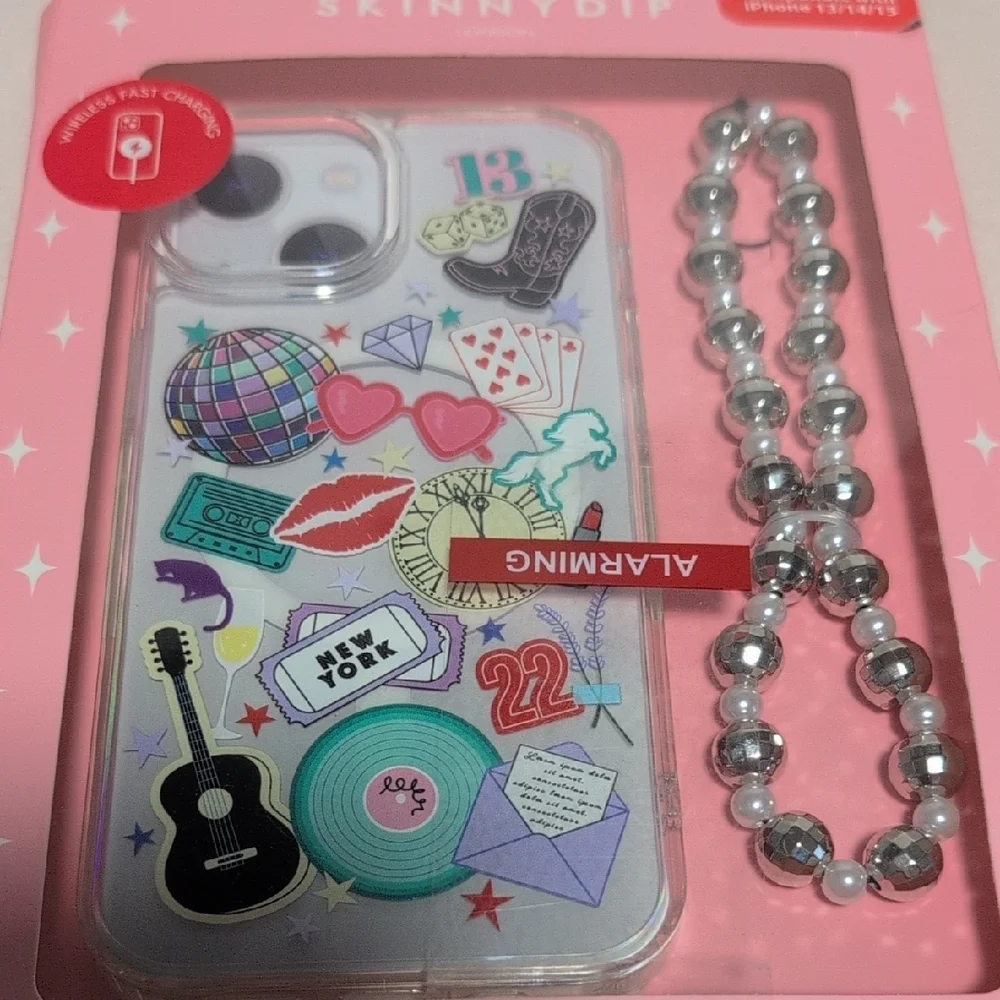 Skinnydip Taylor Swift Swiftie Clear Phone Case iPhone 13/14/15 &  Beaded Strap